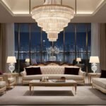 Luxury living room designed by leading interior design companies in Dubai, featuring elegant decor and modern aesthetics.