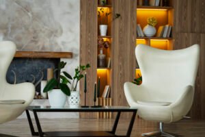 Office space reflecting innovative interior design Dubai trends with smart features and sleek decor.