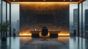 Luxury retail store interior highlighting innovative commercial interior design in Dubai with branded elements and custom finishes.